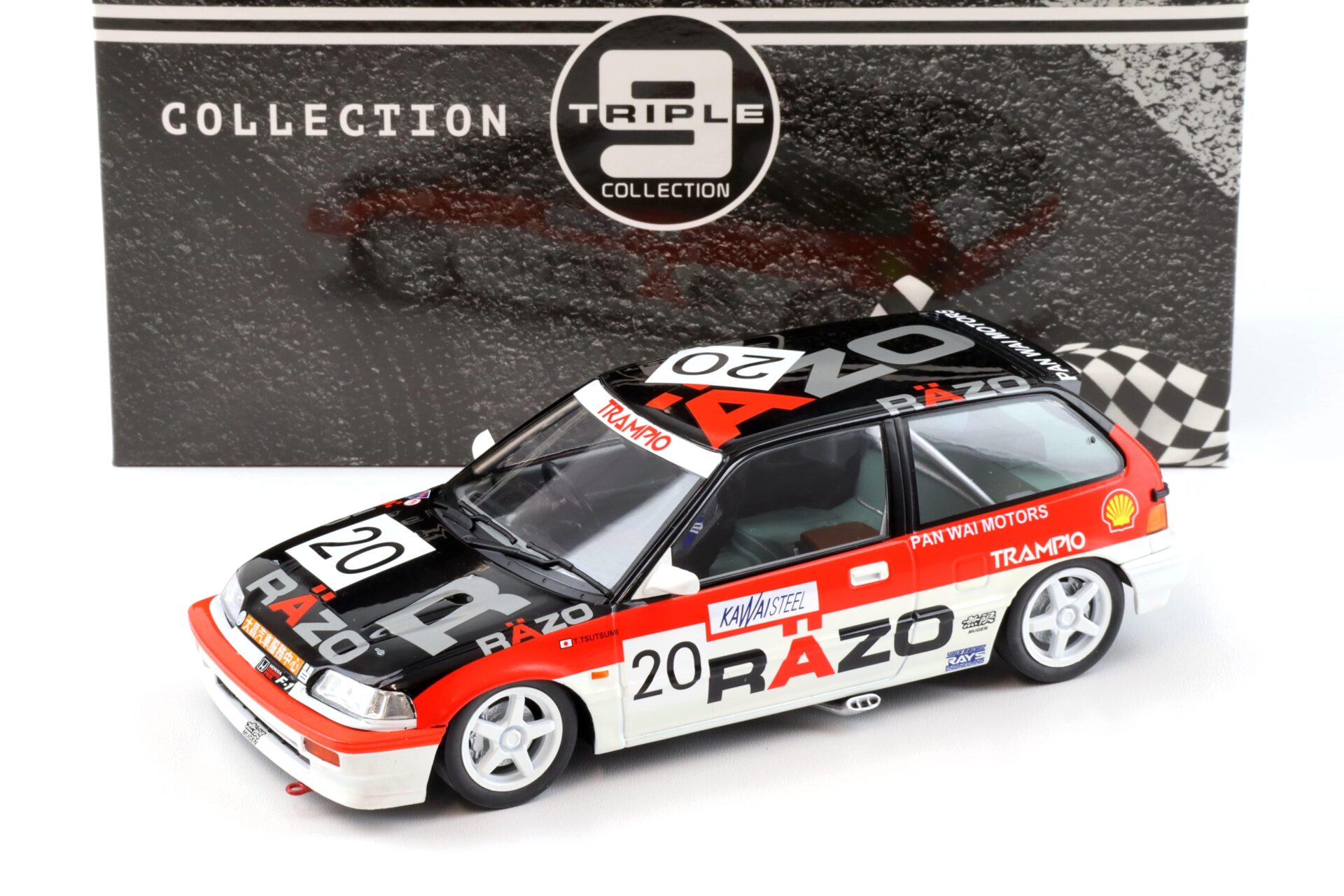 1:18 Triple9 Honda Civic EF3 #20 RAZO TRAMPIO Macau GP 1989 red T9-1800106
