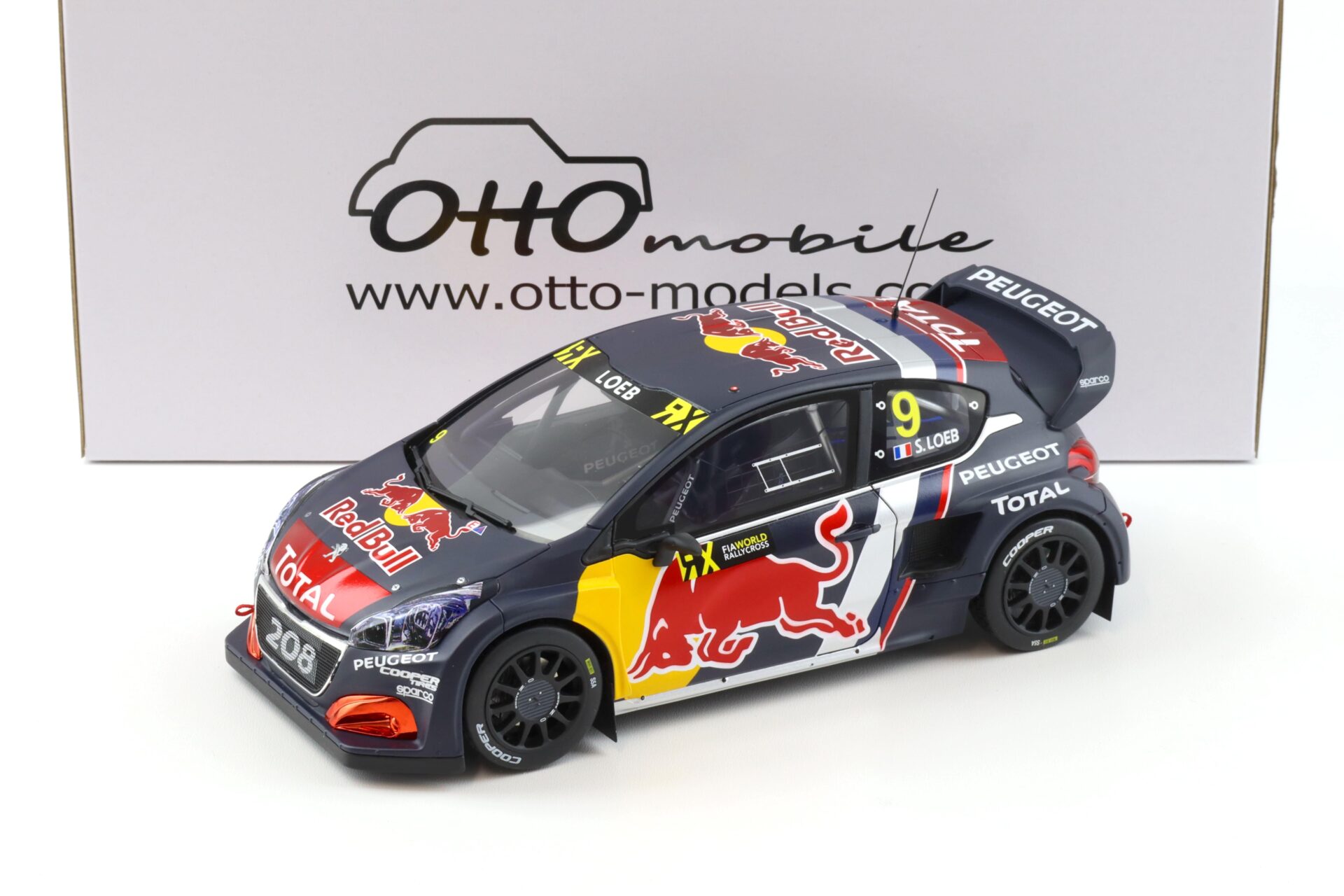 1:18 OTTO mobile OT455 Peugeot 208 WRX Belgium GP 2018 S.Loeb #9 Red Bull