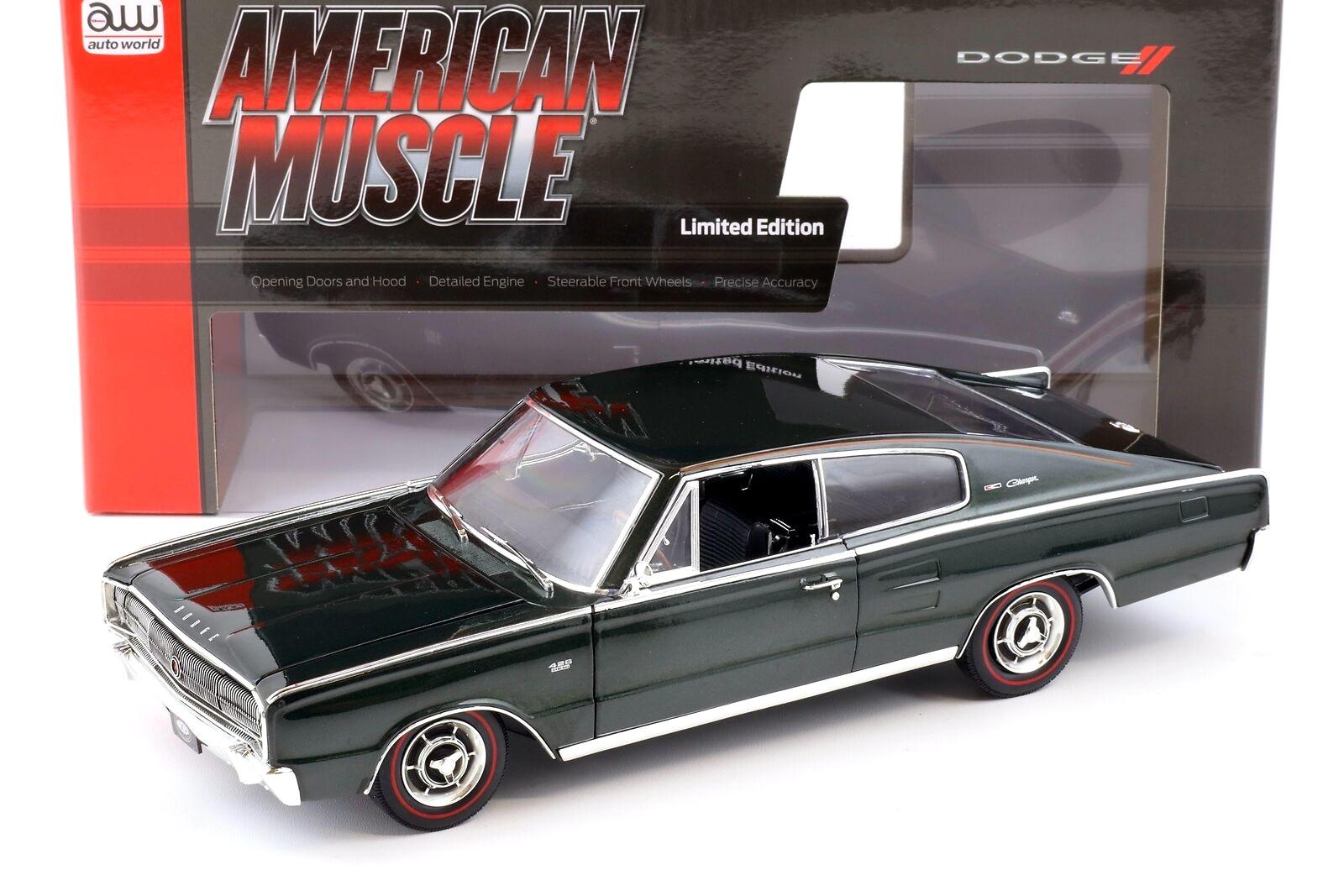 1:18 Auto World 1966 Dodge Charger Hardtop MCACN GG1 dark green
