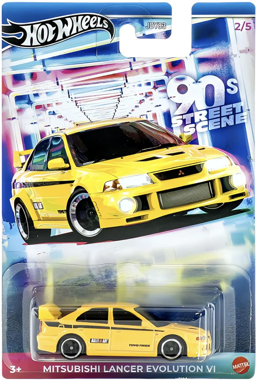 1:64 Hot Wheels 2024 90Â´s Street Scene JDY83-979A Mitsubishi Lancer Evolution VI yellow