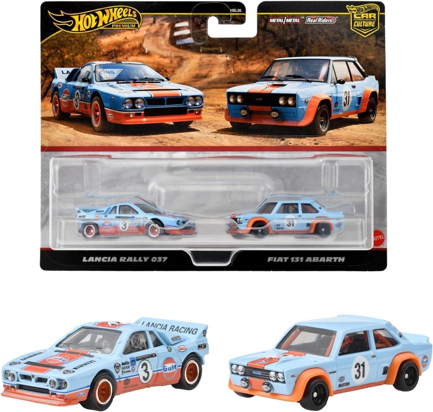 1:64 Hot Wheels 2025 Premium 2-Pack Gulf Lancia Rally 037 + Fiat 131 Abarth 979M