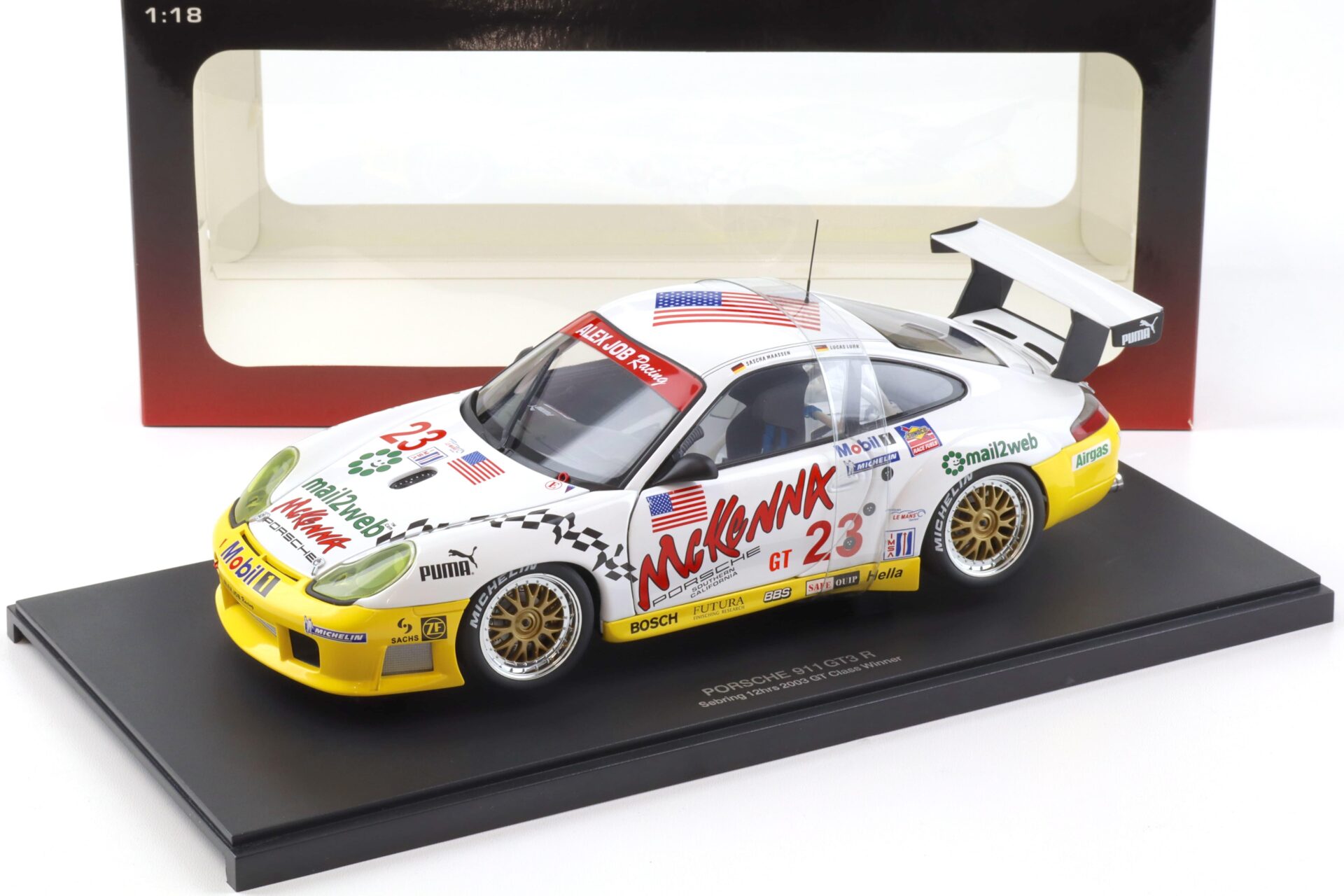 1:18 AUTOart Porsche 911 996 GT3 R Sebring 12h 2003 GT Class Winner Maassen/Luhr 80373
