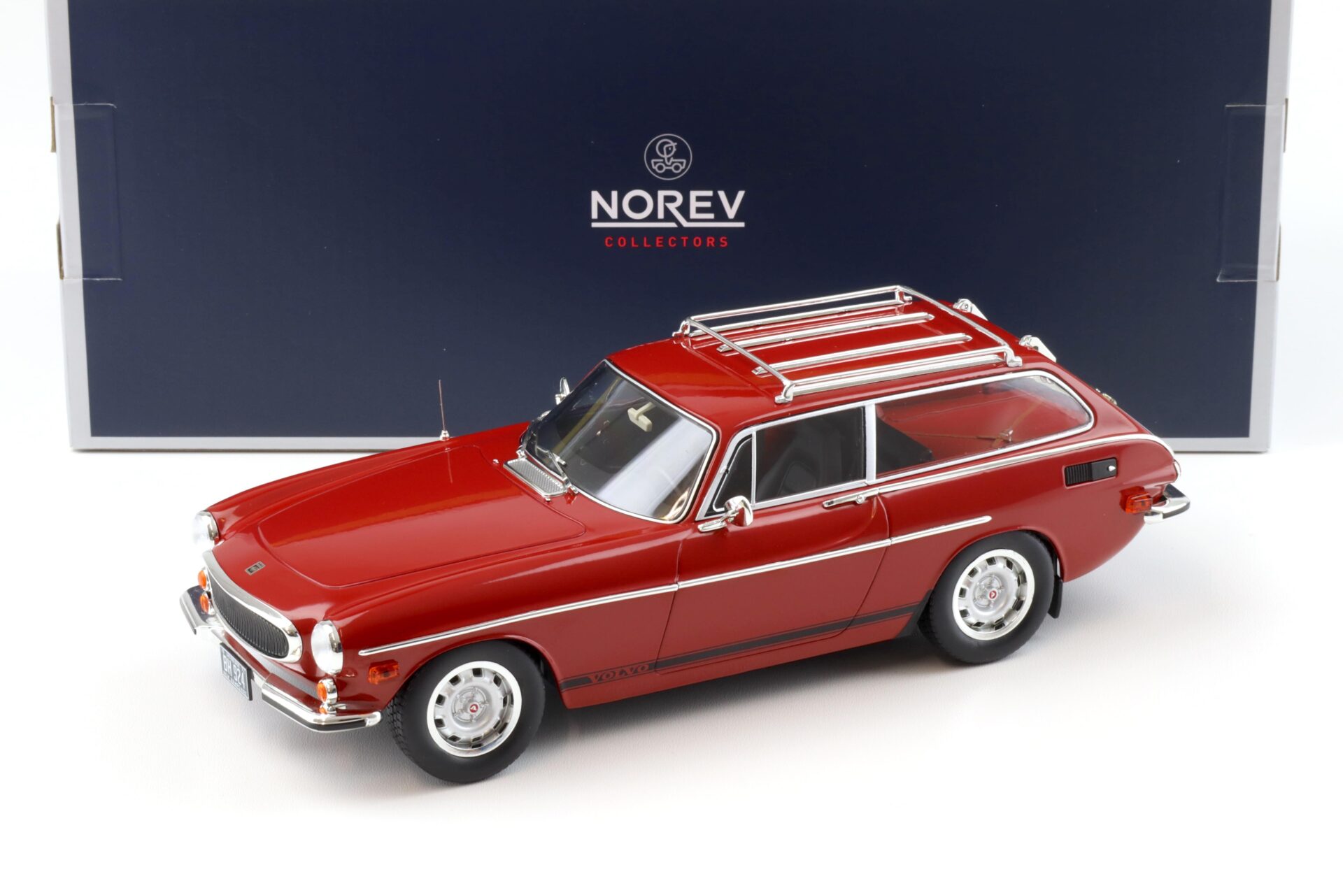 1:18 Norev Volvo 1800 ES US Version 1972 red with lower side stripes