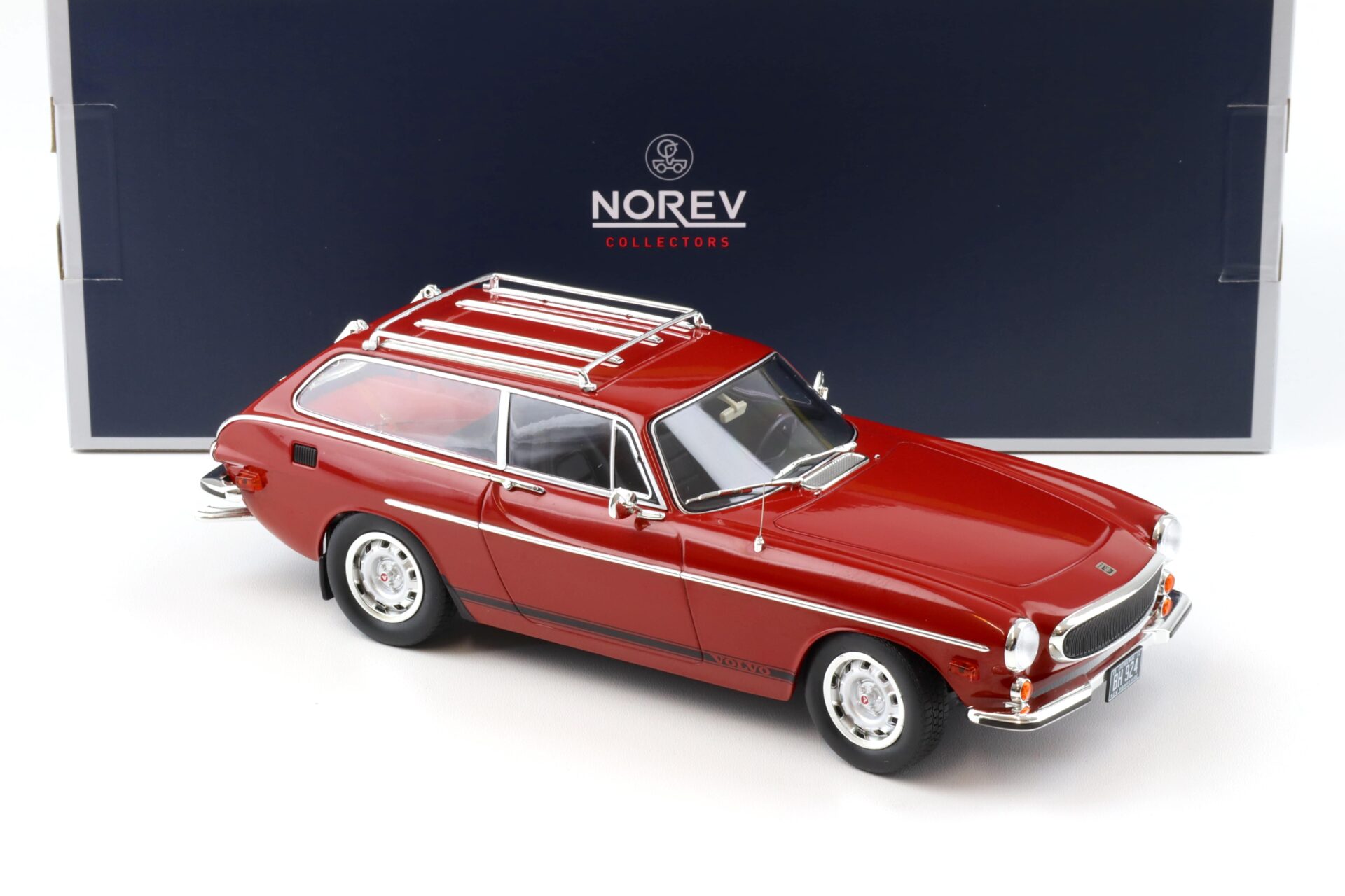 1:18 Norev Volvo 1800 ES US Version 1972 red with lower side stripes