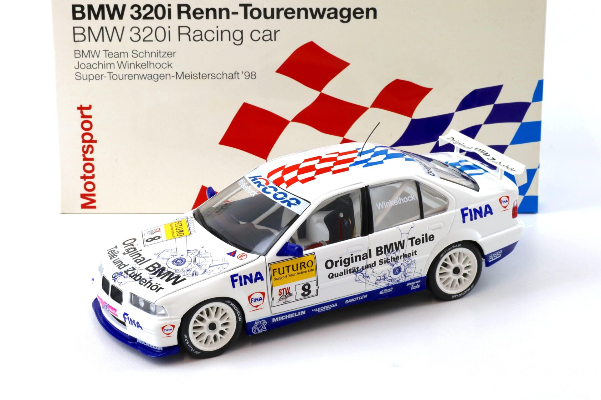 1:18 UT Models BMW 320i E36 STW 1998 Team Schnitzer #8 Winkelhock DEALER VERSION