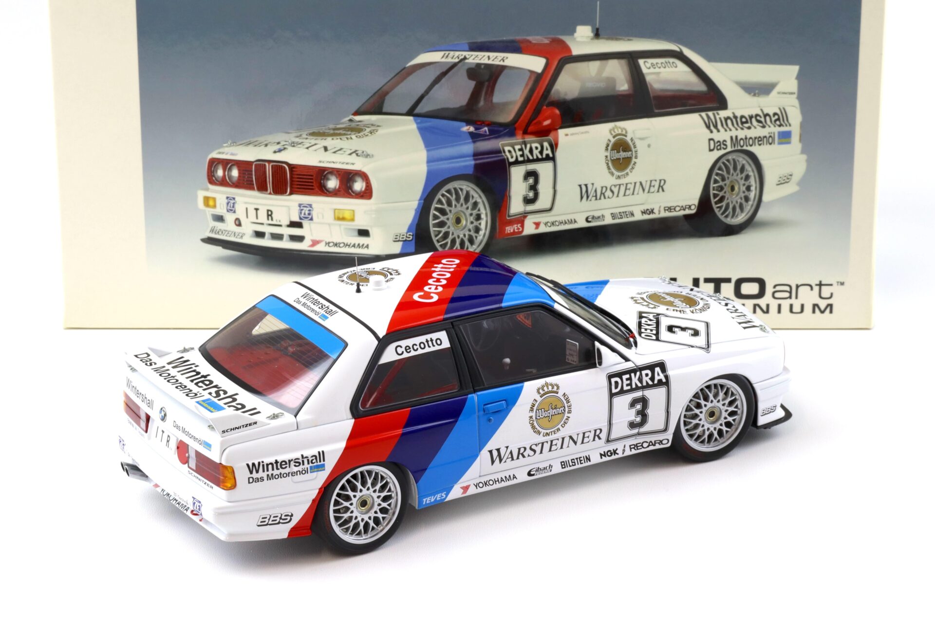 1:18 AUTOart BMW M3 E30 DTM 1991 Warsteiner #3 J.Cecotto 89145