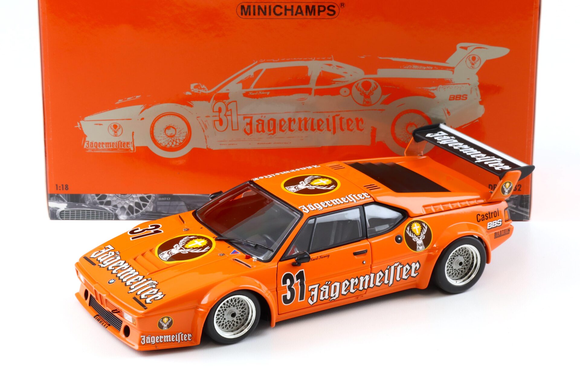 1:18 Minichamps BMW M1 DRT 1982 JÄGERMEISTER K.König #31 orange
