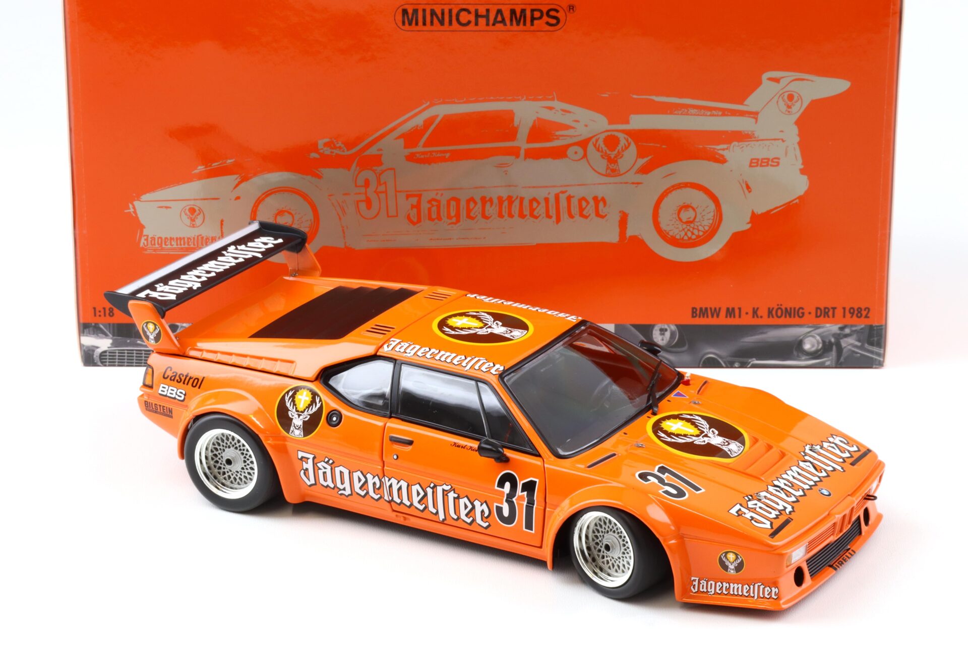 1:18 Minichamps BMW M1 DRT 1982 JÄGERMEISTER K.König #31 orange