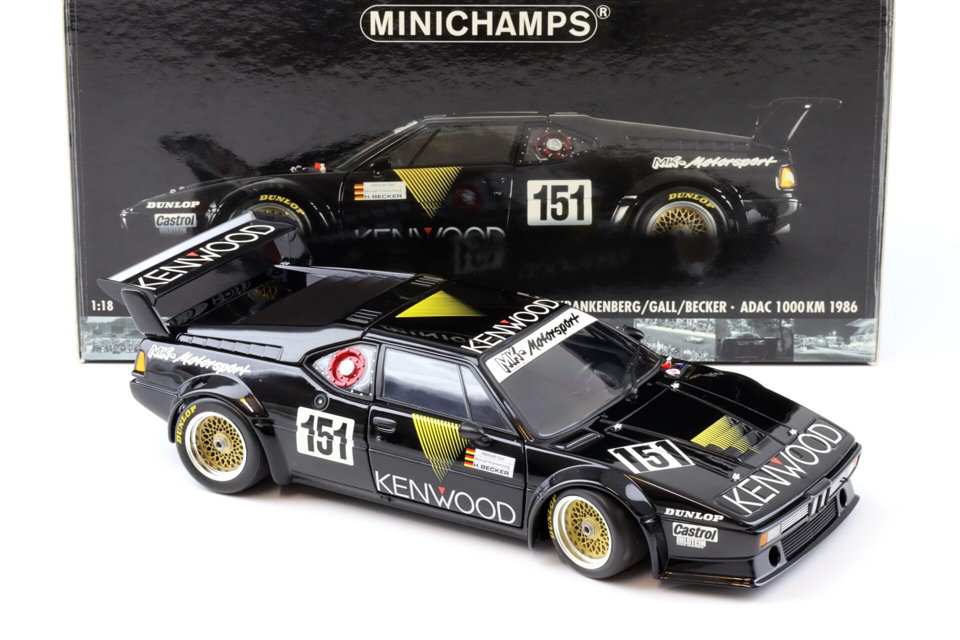 1:18 Minichamps BMW M1 ProCar ADAC 1000km 1986 KENWOOD #151 Krankenberg