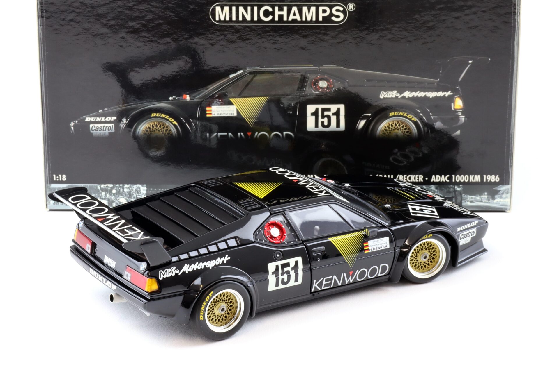 1:18 Minichamps BMW M1 ProCar ADAC 1000km 1986 KENWOOD #151 Krankenberg