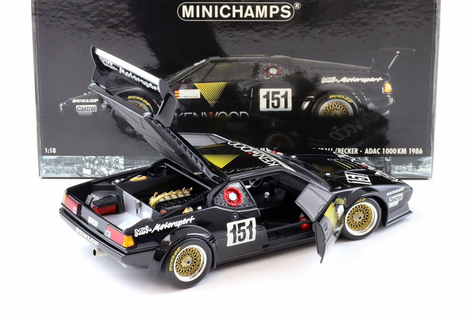 1:18 Minichamps BMW M1 ProCar ADAC 1000km 1986 KENWOOD #151 Krankenberg
