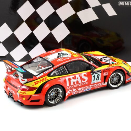 1:18 Minichamps Porsche 911 997 GT3 R De Lorenzi Racing 24h Spa 2011 DHL ITAÂ´s #18