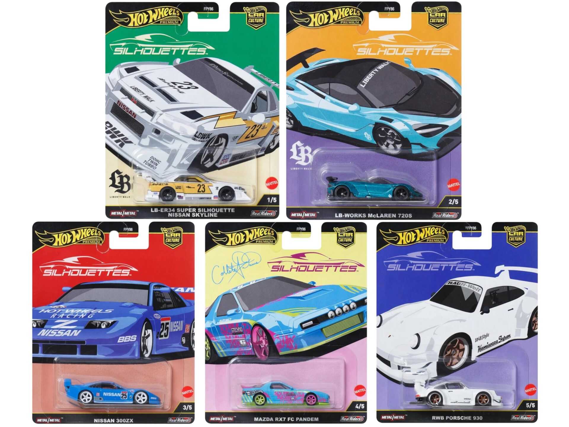 ID 97774 orig.jpg 1:64 Hot Wheels Silhouettes 2025 Car Culture Premium Pack 5 pcs. 976G RWB, Nissan, Mazda