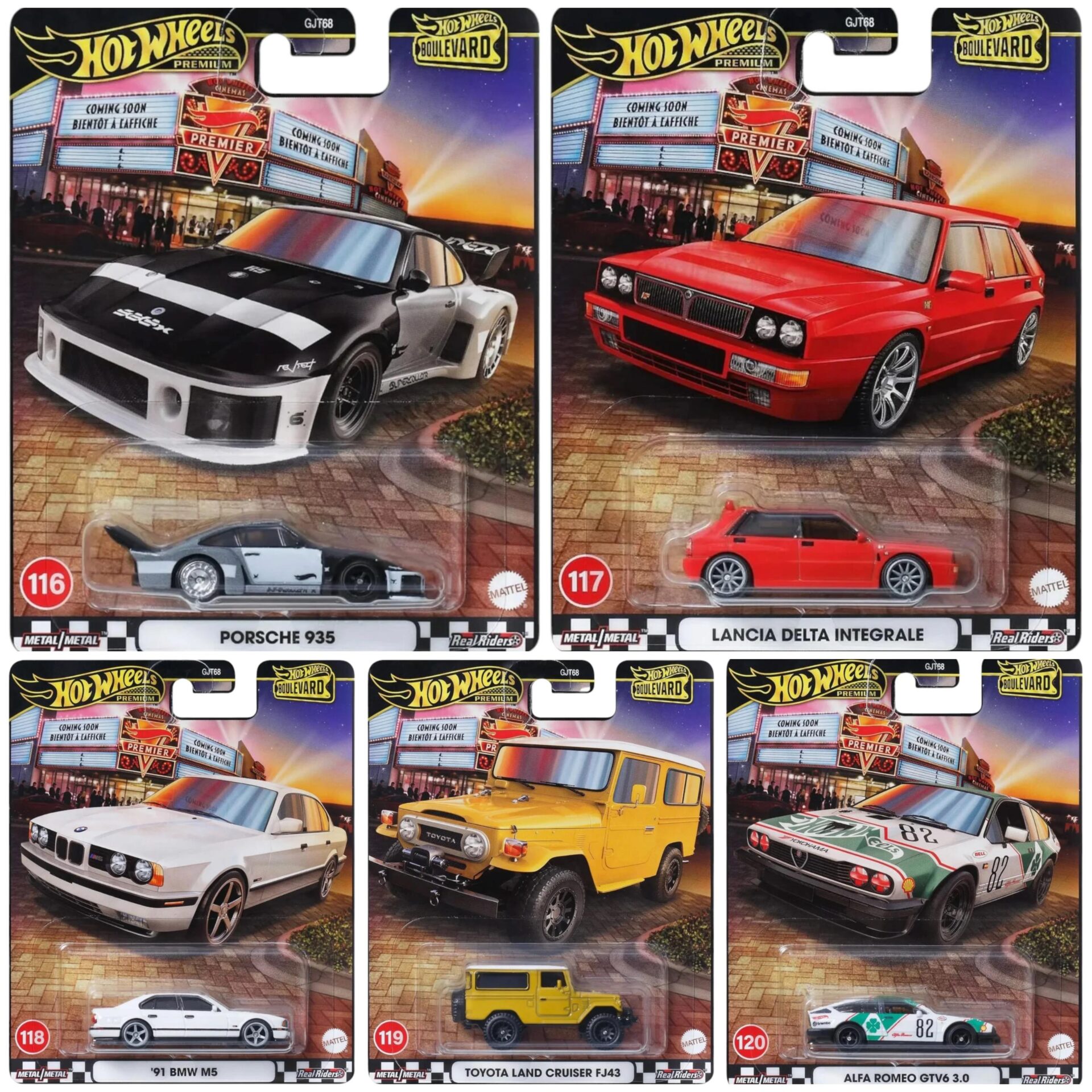 1:64 Hot Wheels Boulevard Series 2025 Car Culture Premium Pack 5 pcs. 978A BMW, Lancia, Porsche