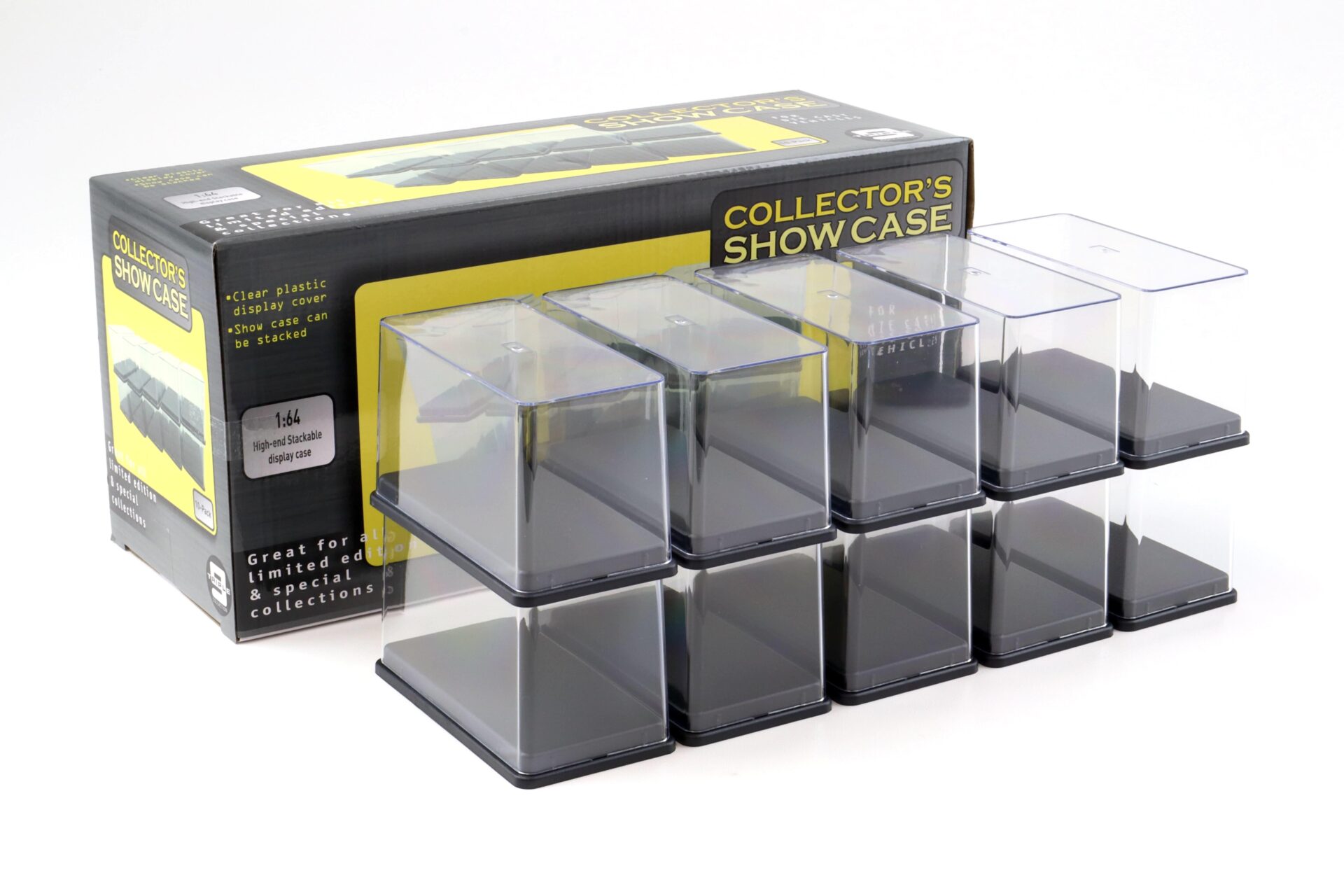 1:64 Triple9 Show Case Einzelvitrine Vitrine Klarsichtbox SET 10 pcs. schwarzer Sockel
