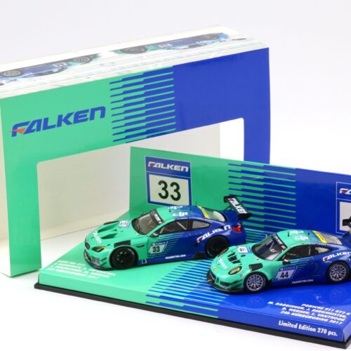 1:43 Minichamps 2-Car Set BMW M6 GT3 #33 & Porsche 911 GT3 R #44 Falken 2017 Nürburgring