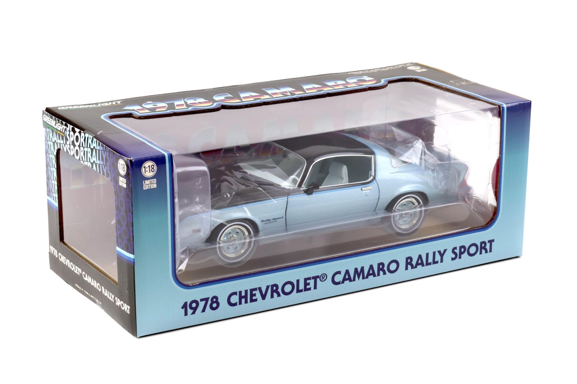 1:18 Greenlight 1978 Chevrolet Camaro Rally Sport Bright blue metallic/ black