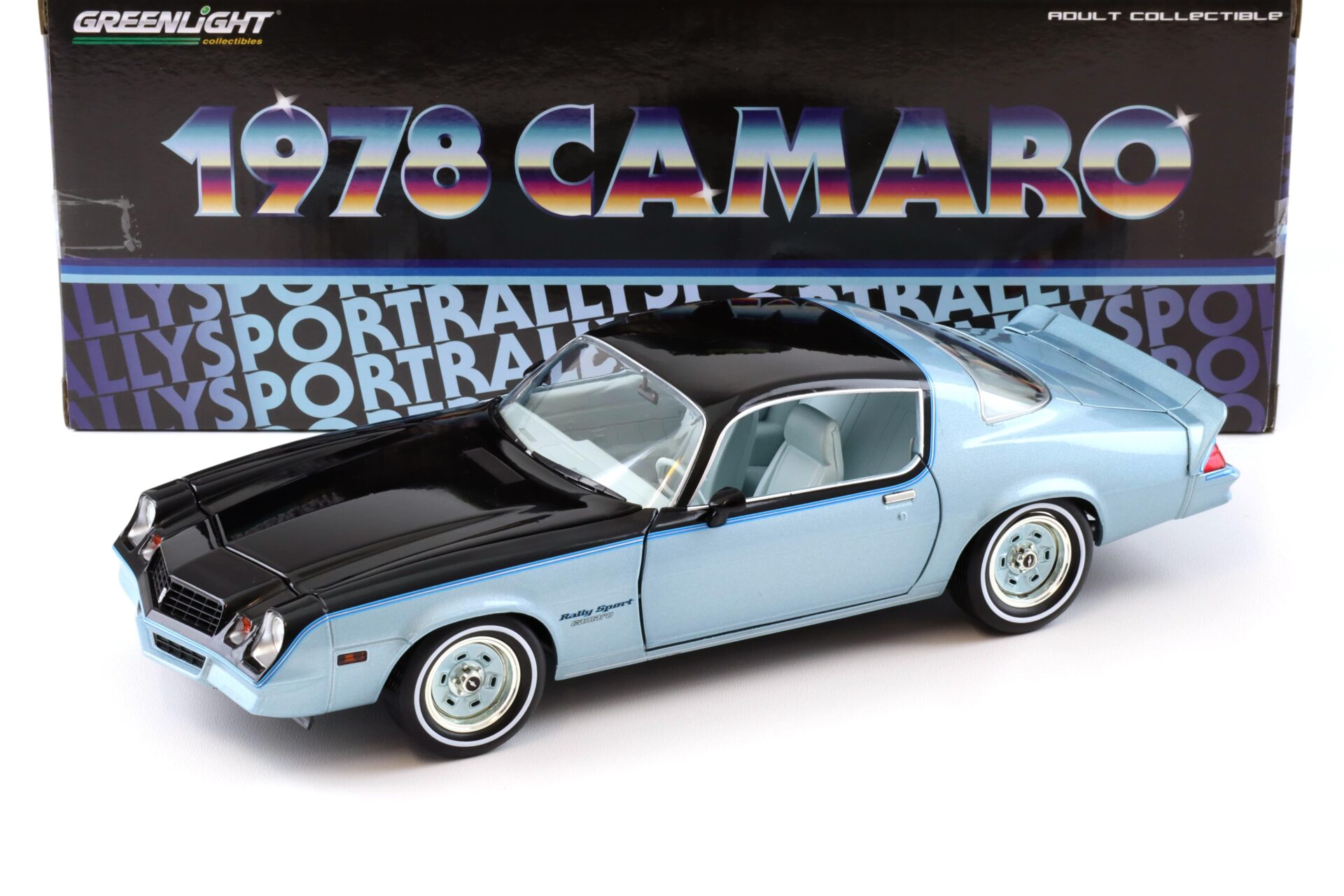 1:18 Greenlight 1978 Chevrolet Camaro Rally Sport Bright blue metallic/ black