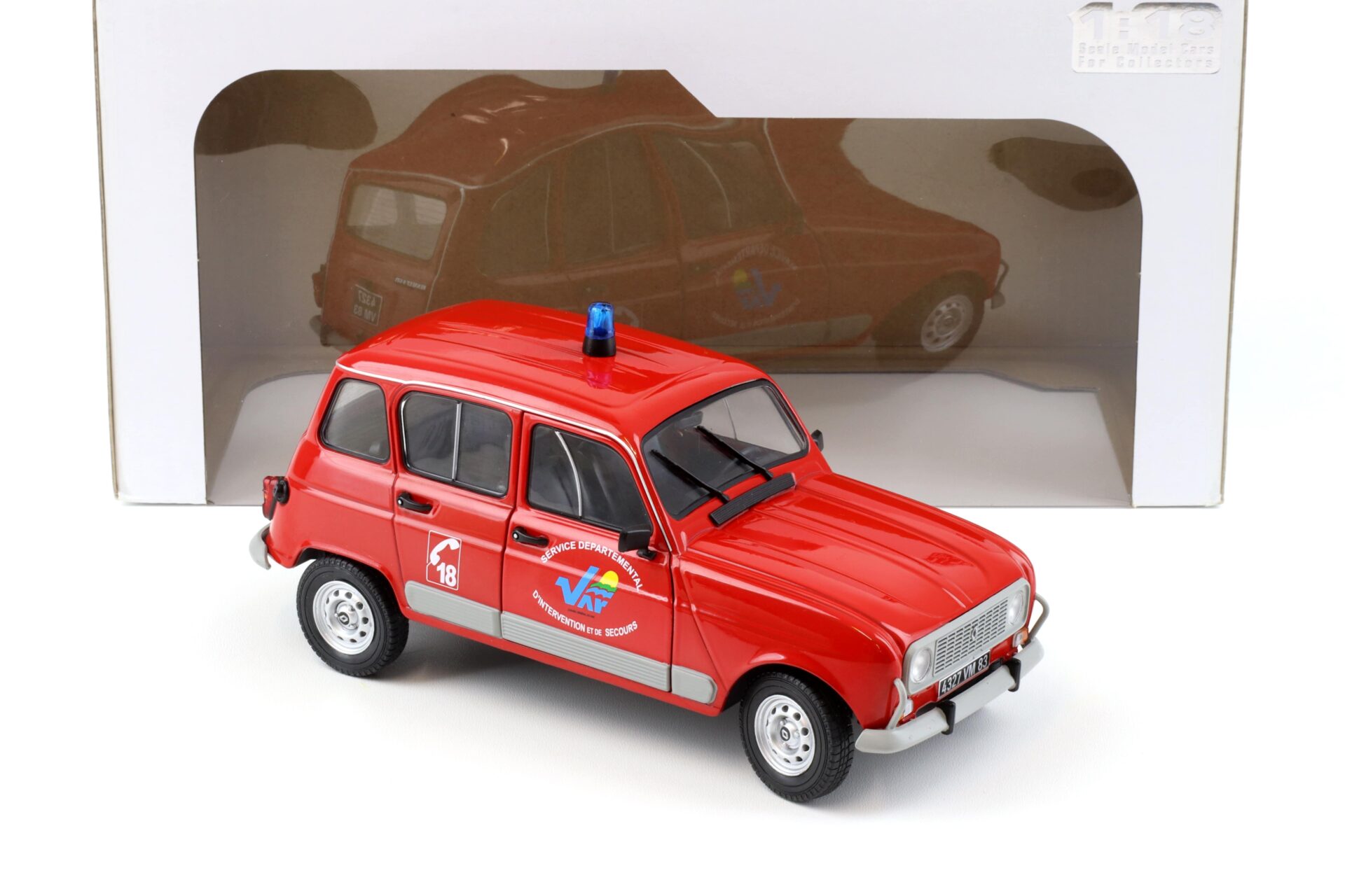 1:18 Solido Renault 4 GTL Pompier du Var Service Departmental red