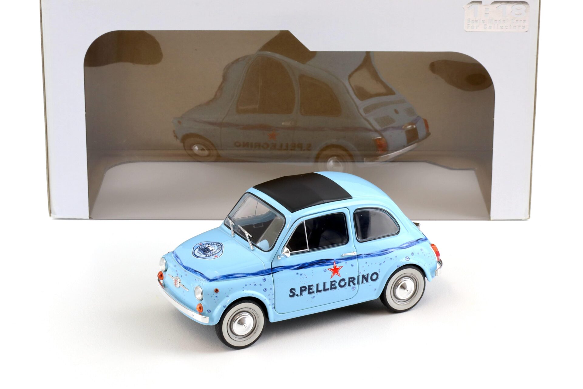 1:18 Solido Fiat 500 San Pellegrino blue