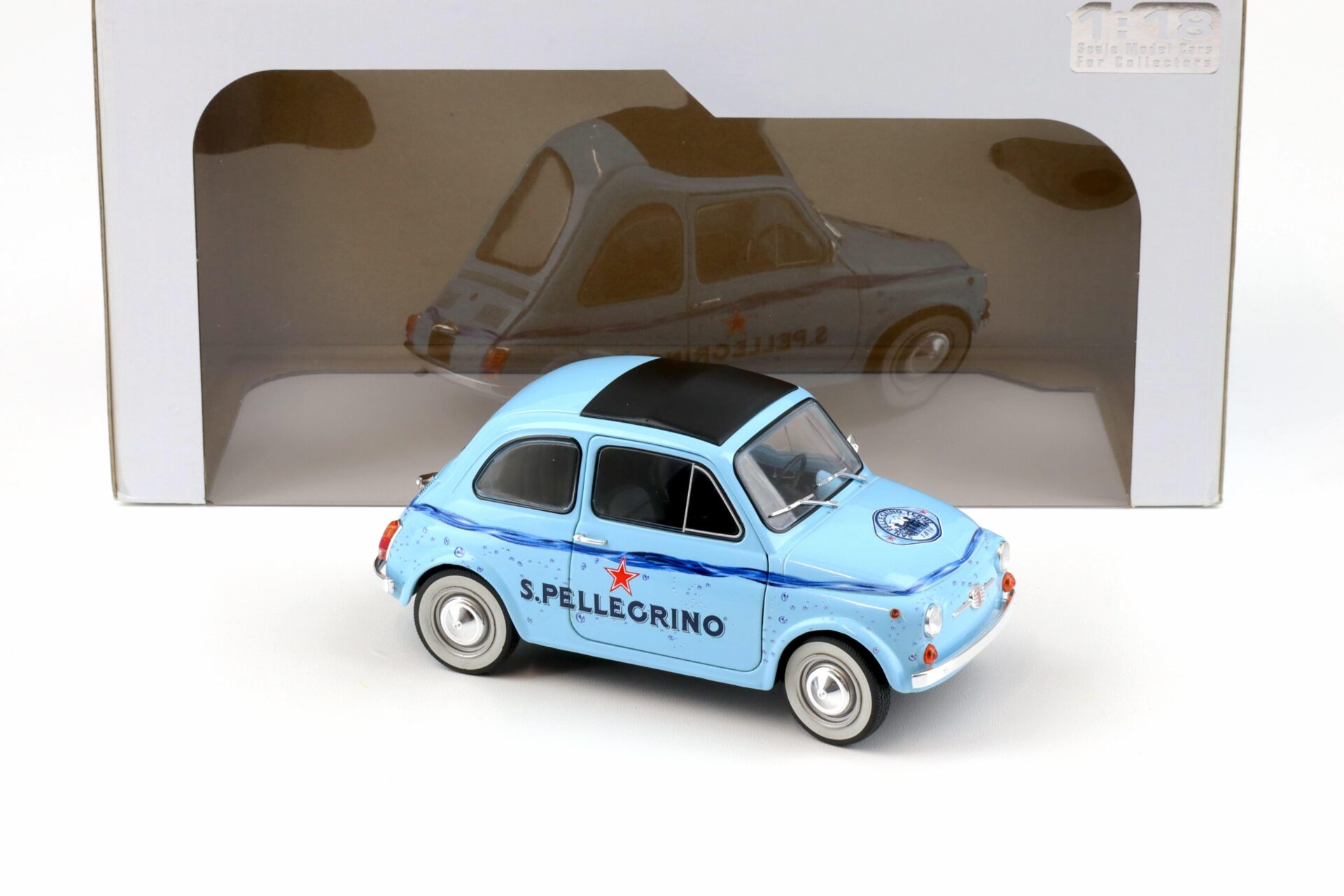 1:18 Solido Fiat 500 San Pellegrino blue