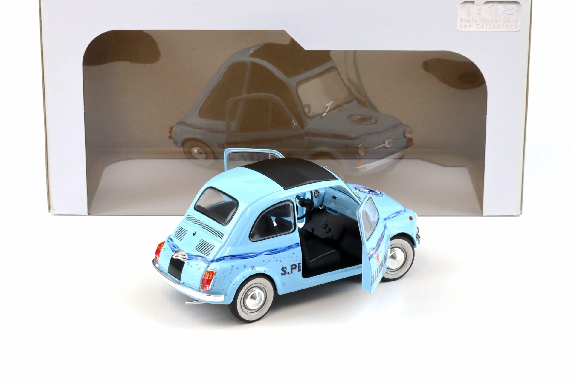 1:18 Solido Fiat 500 San Pellegrino blue