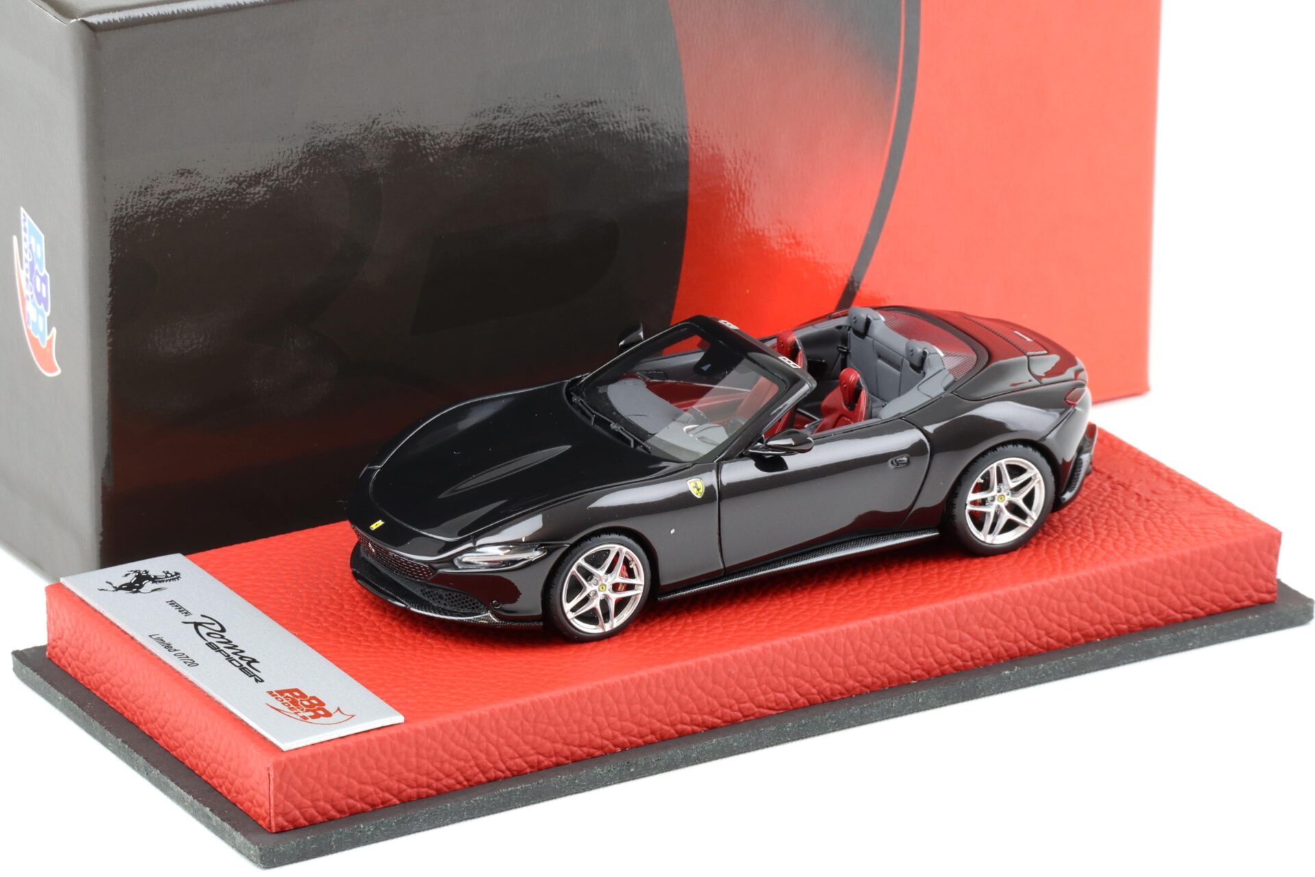 1:43 BBR PREMIUM Ferrari Roma Spider Nero Purosangue leather base - Limited 20 pcs.