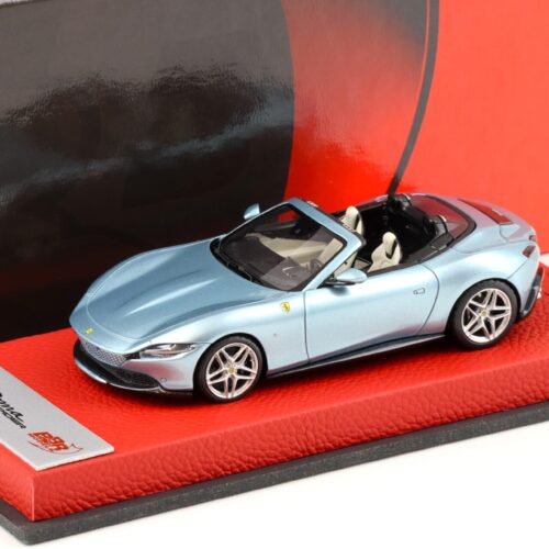 1:43 BBR PREMIUM Ferrari Roma Spider Celeste Tevere leather base - Limited 20 pcs.