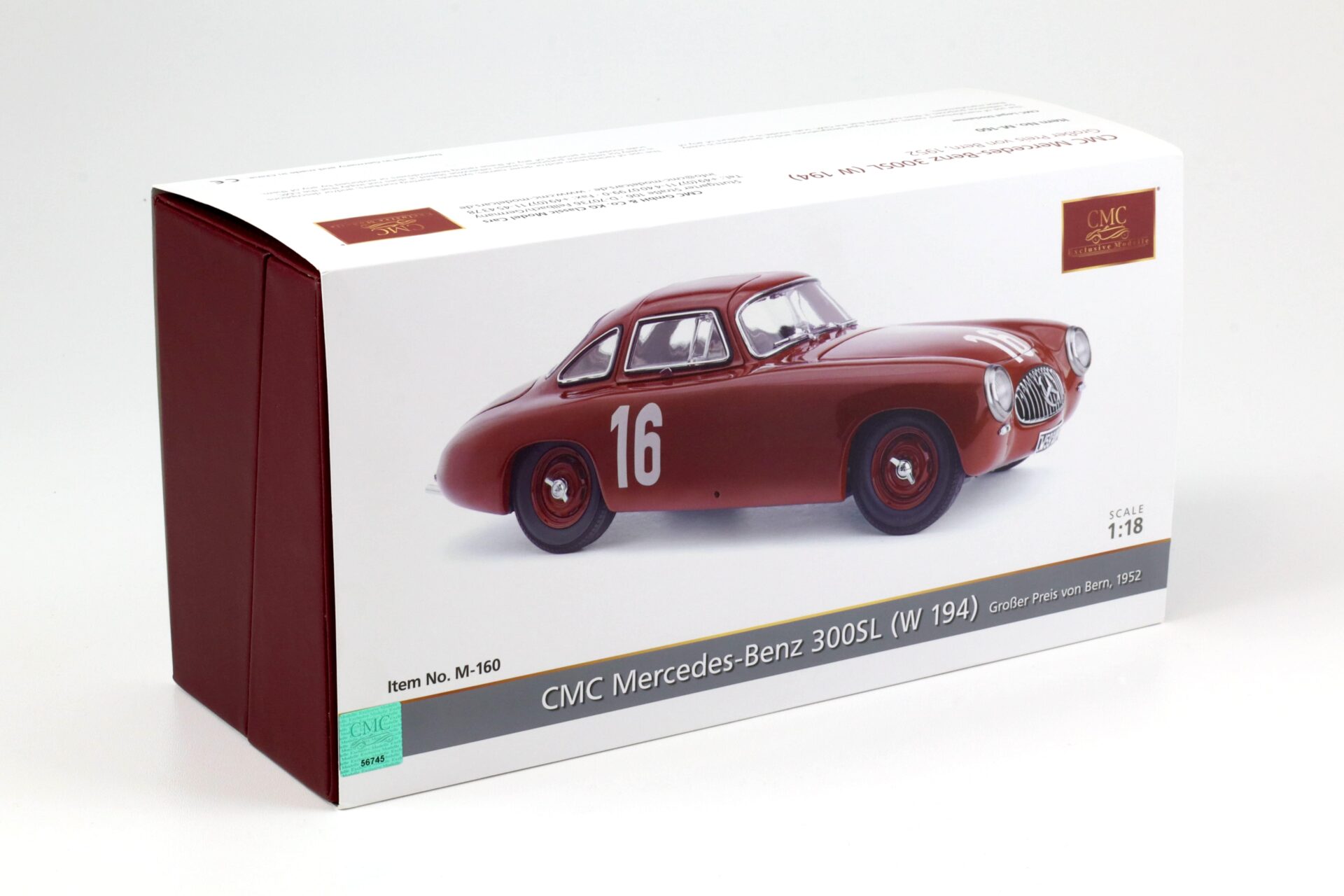 1:18 CMC Mercedes 300SL (W194) #16 Großer Preis von Bern 1952 Caracciola M-160