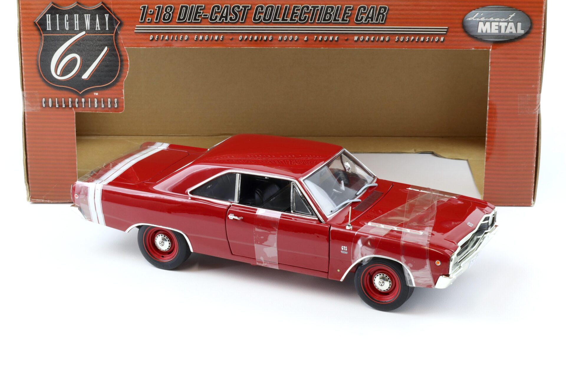 1:18 Highway61 Dodge Dart GT Sport GTS 383 Four Barrel 1968 dark red/ white