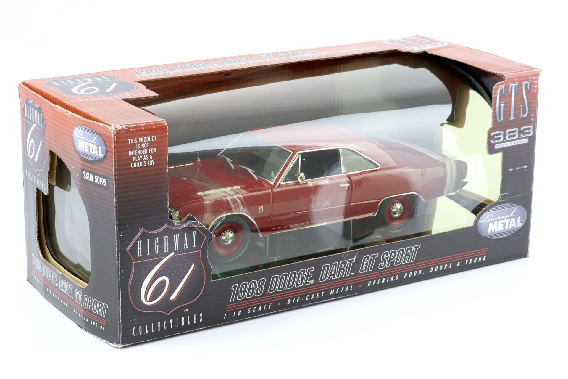 1:18 Highway61 Dodge Dart GT Sport GTS 383 Four Barrel 1968 dark red/ white