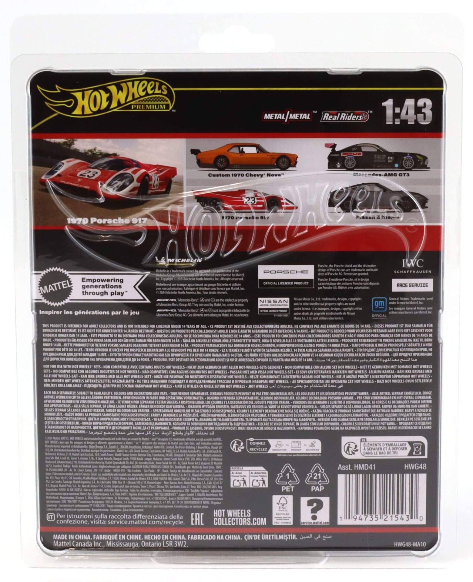 1:43 Hot Wheels Premium 2025 Real Riders HWG48 Porsche 917K Winner Le Mans 1970