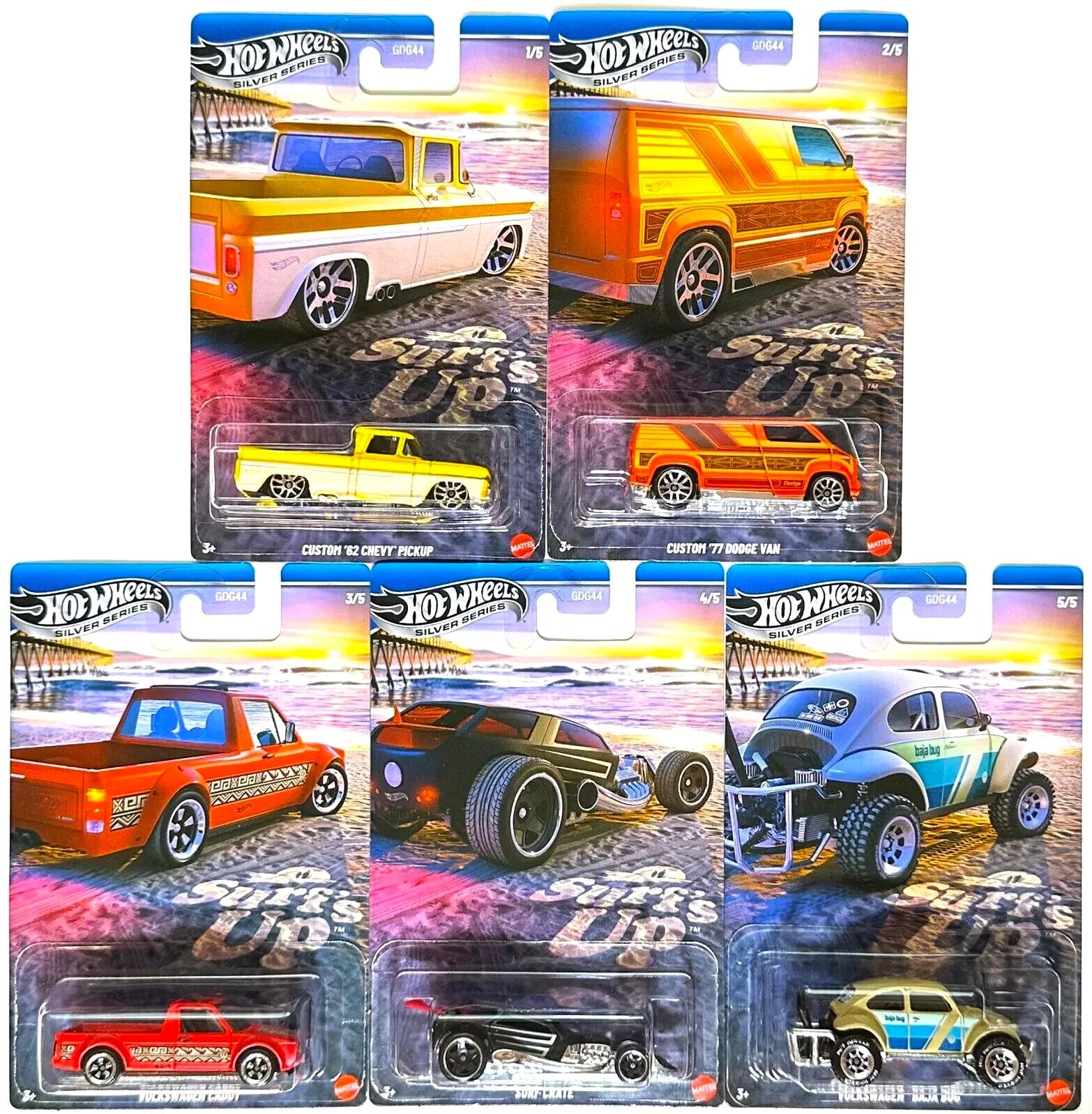1:64 Hot Wheels 2025 Silver Series SurfÂ´s Up SET 5 pcs. GDG44-977M VW, Dodge, Chevrolet