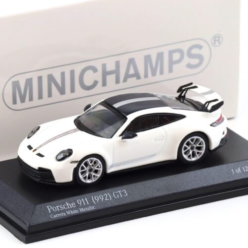 1:64 Minichamps Porsche 911 992 GT3 Coupe Carrera white/ silver stripes