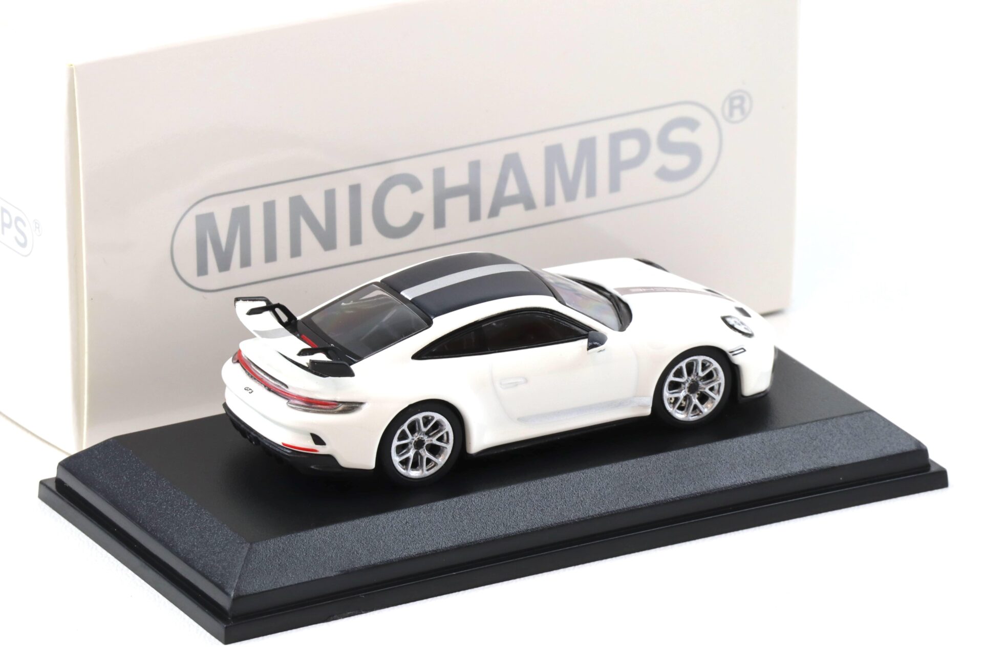 1:64 Minichamps Porsche 911 992 GT3 Coupe Carrera white/ silver stripes