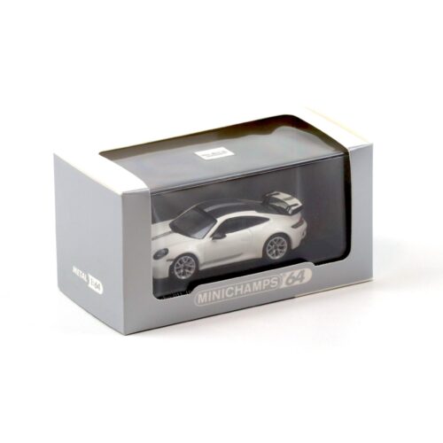 1:64 Minichamps Porsche 911 992 GT3 Coupe Carrera white/ silver stripes