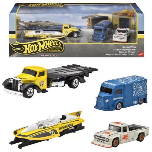 1:64 Hot Wheels Premium Set Motorhead Madness Real Riders 4 Cars Diorama HRT51 Toyota + Citroen