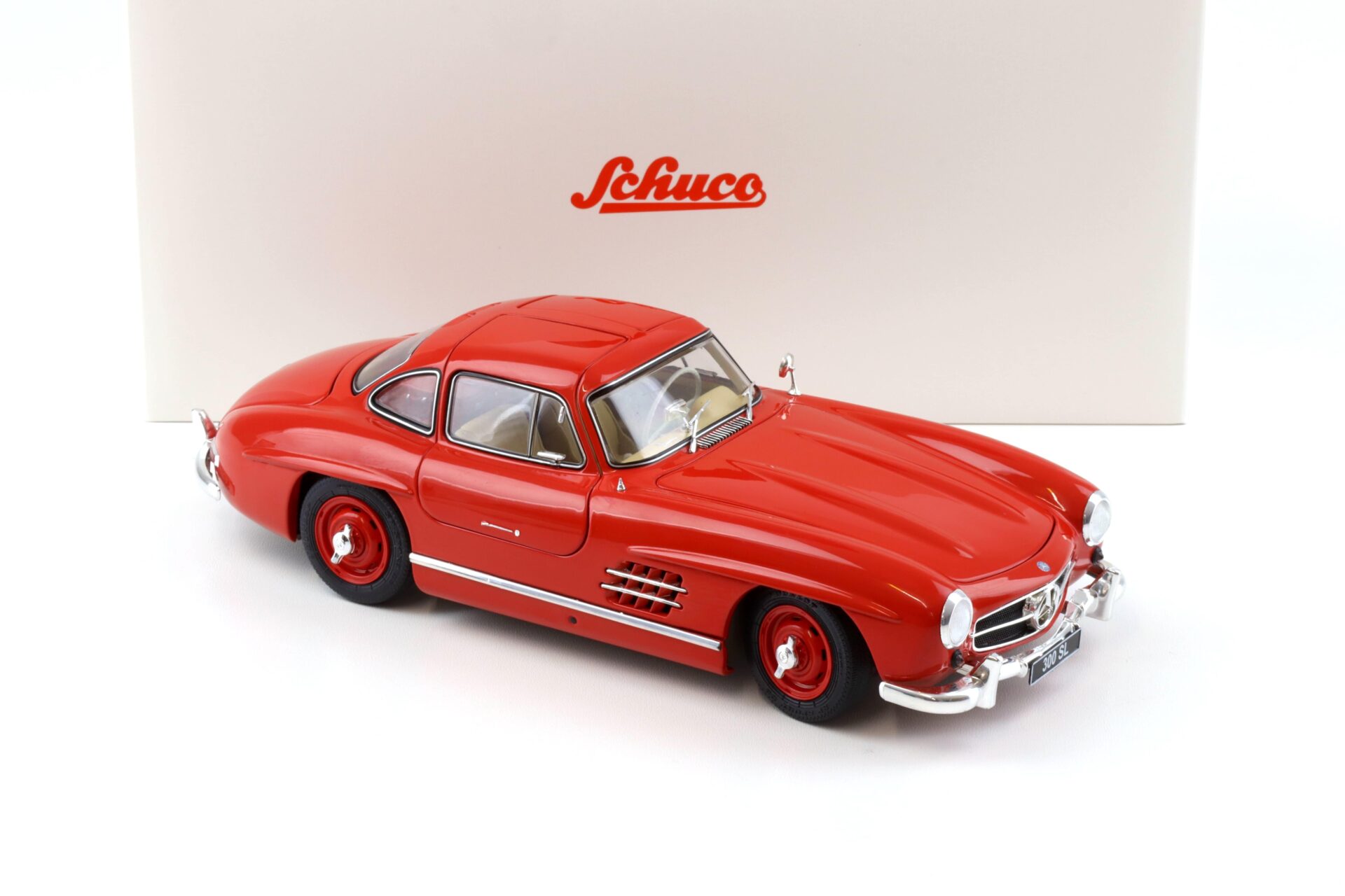 1:18 Schuco Mercedes 300 SL Coupe Gullwing W198 red/ beige interior