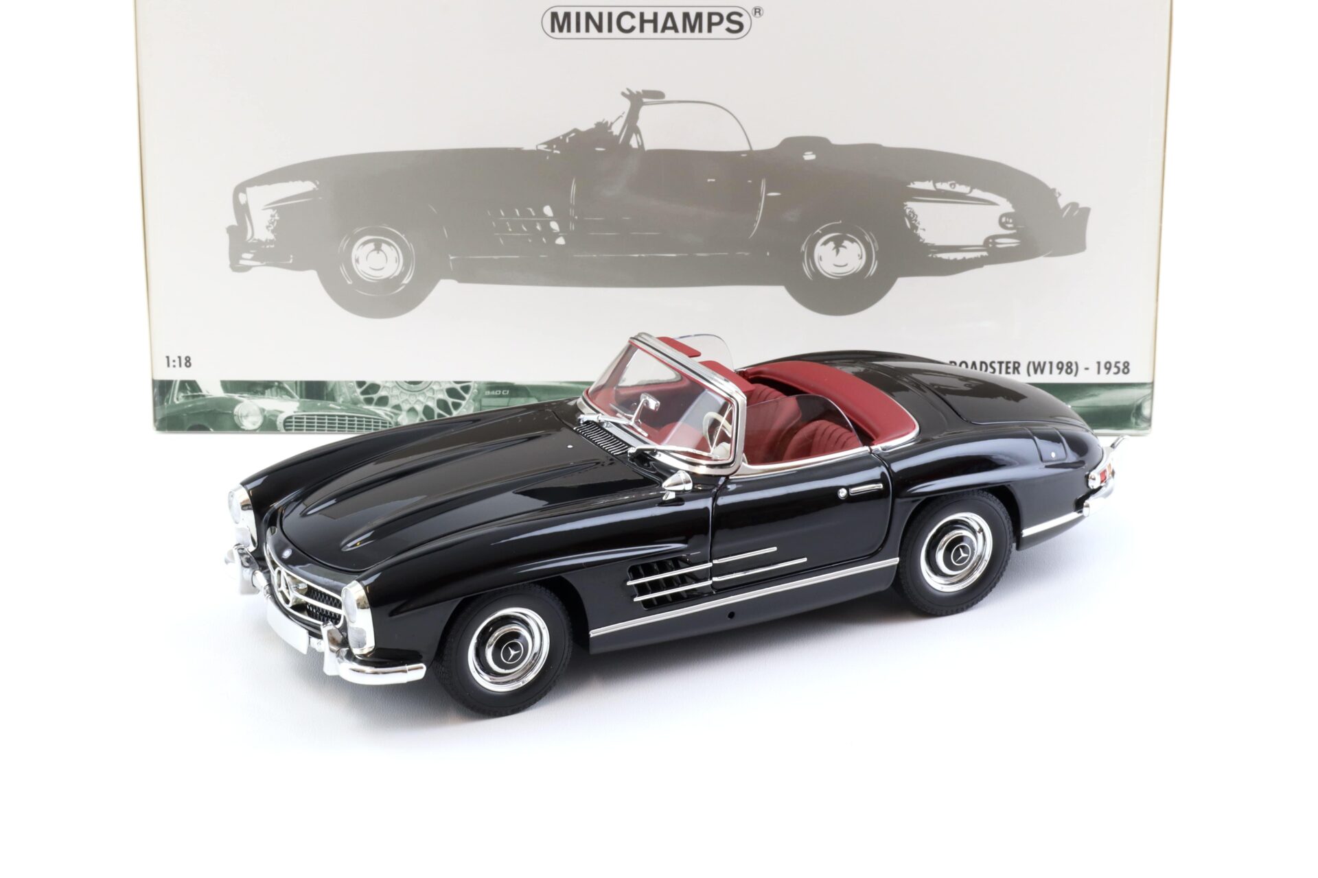 1:18 Minichamps Mercedes 300SL Roadster (W198) black/ red 1958
