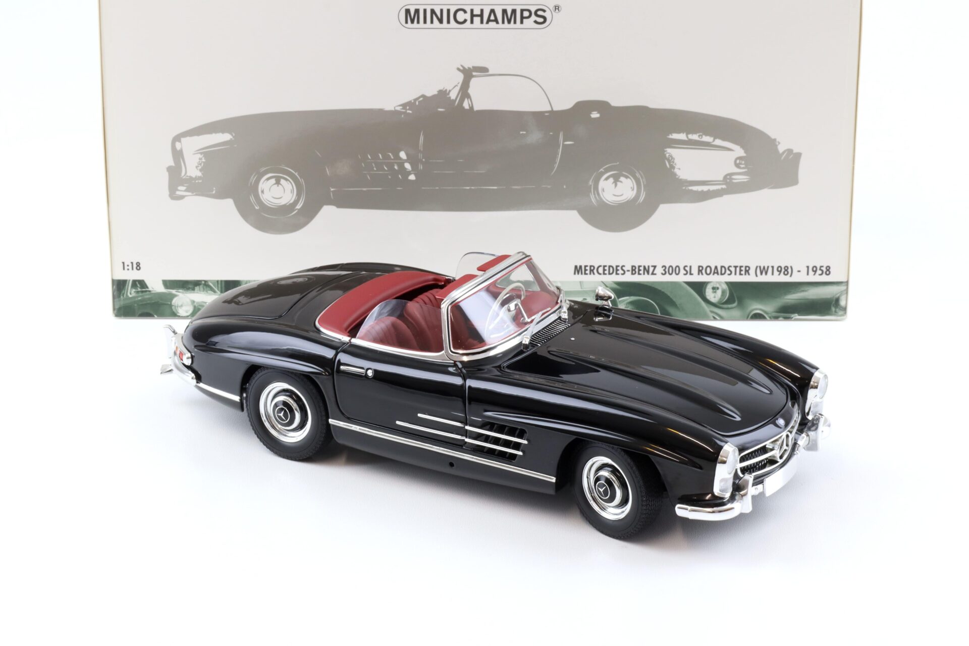1:18 Minichamps Mercedes 300SL Roadster (W198) black/ red 1958