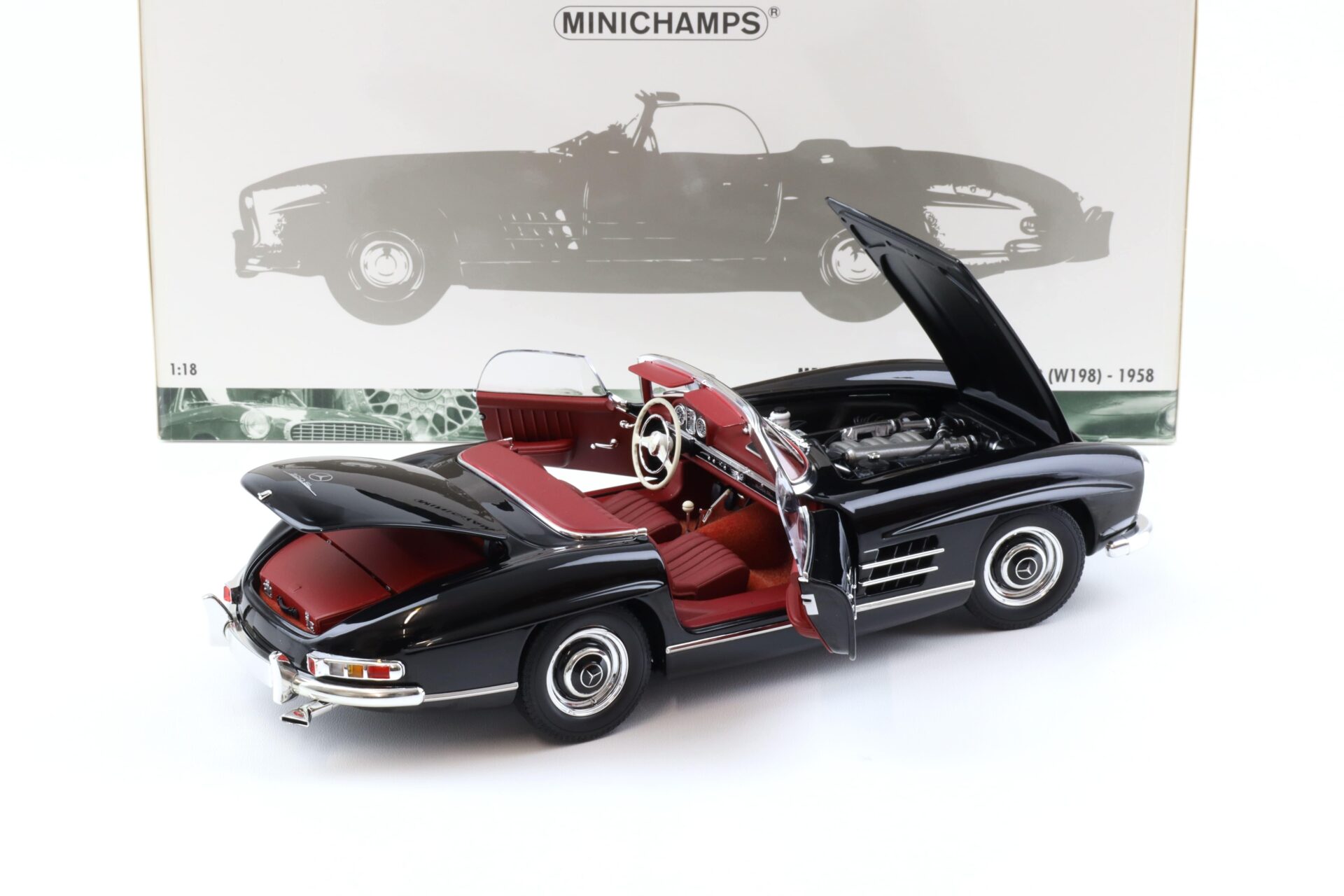1:18 Minichamps Mercedes 300SL Roadster (W198) black/ red 1958