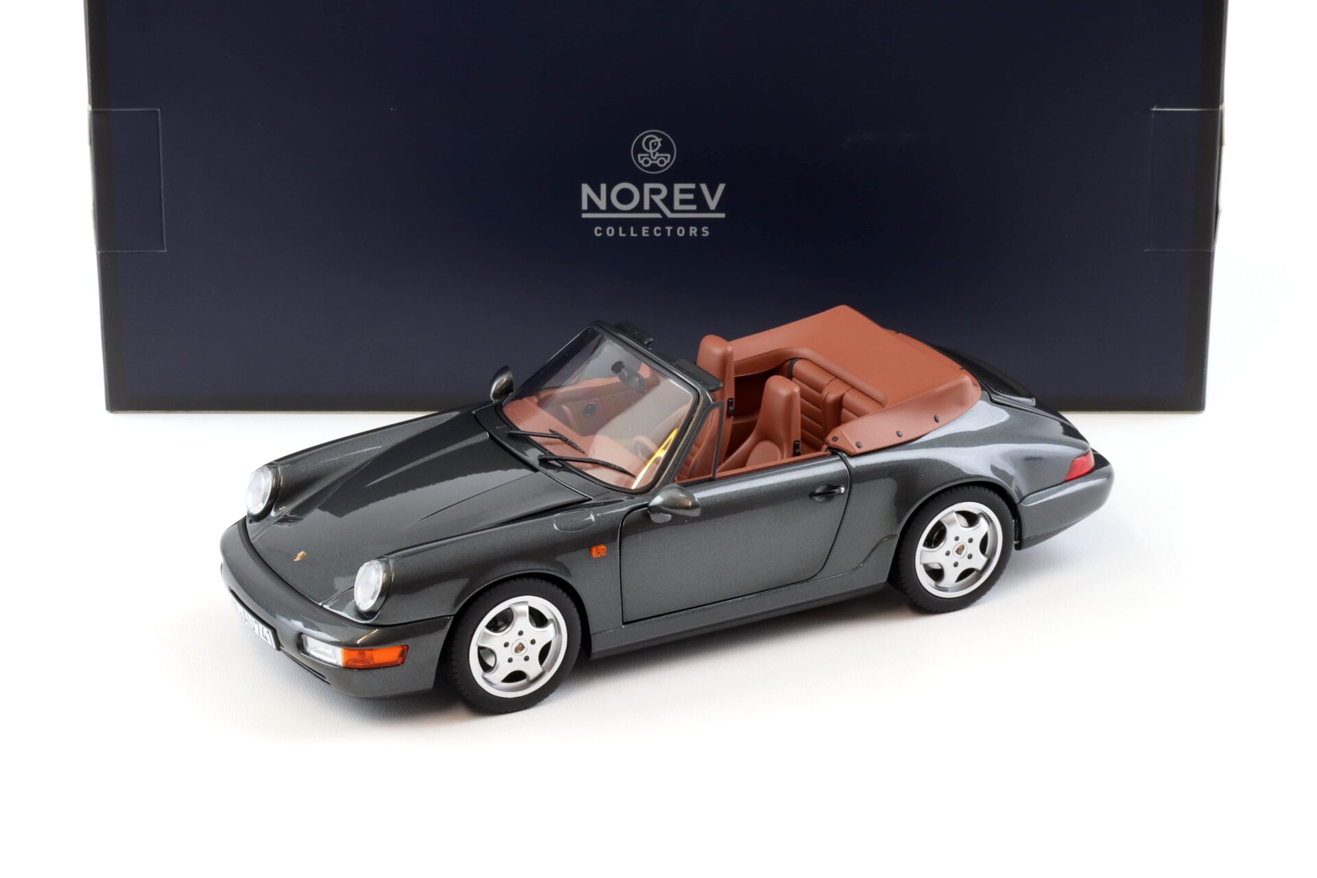 1:18 Norev Porsche 911 (964) Carrera 2 Cabriolet 1990 grey metallic/ brown - Limited 200 pcs.