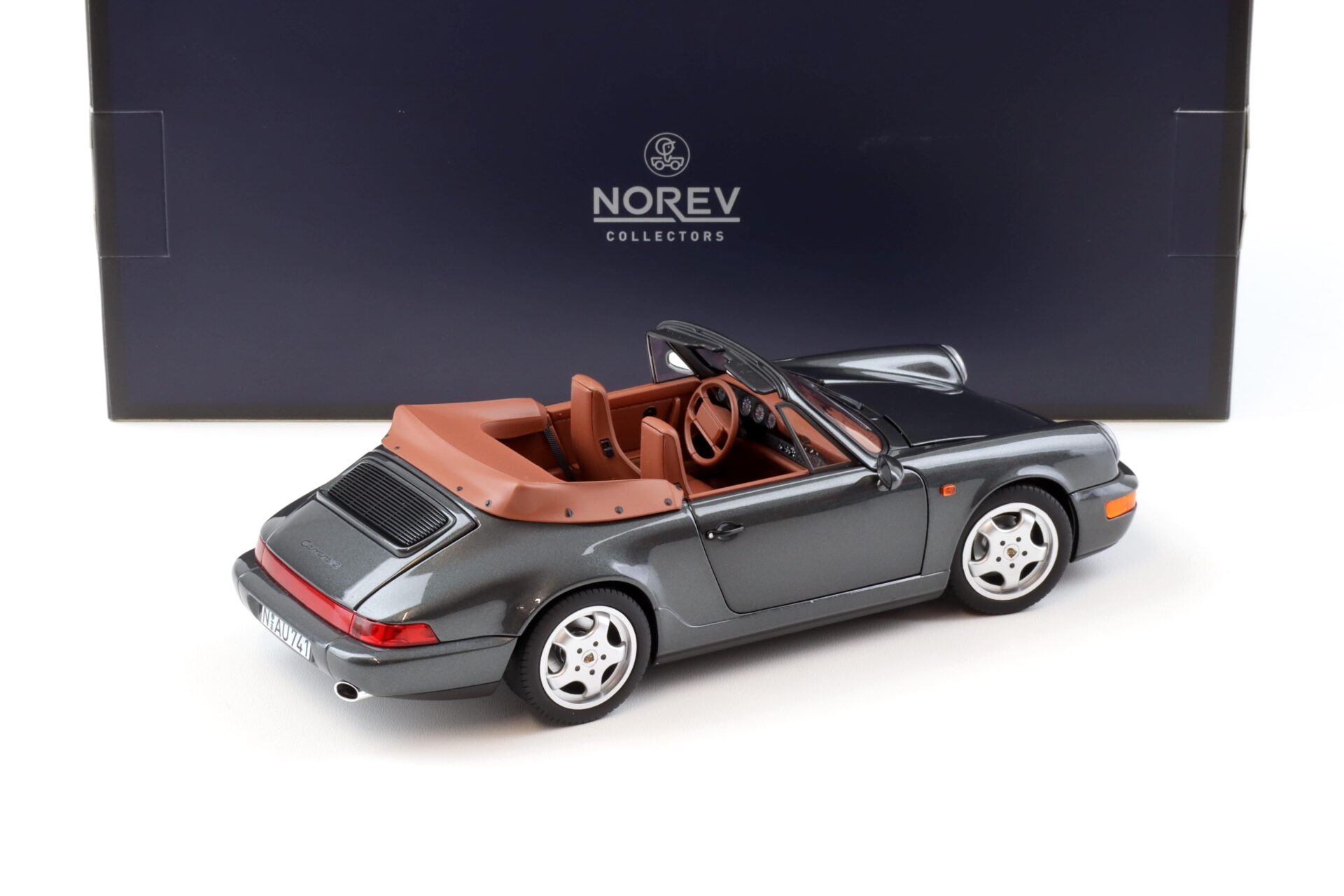 1:18 Norev Porsche 911 (964) Carrera 2 Cabriolet 1990 grey metallic/ brown - Limited 200 pcs.