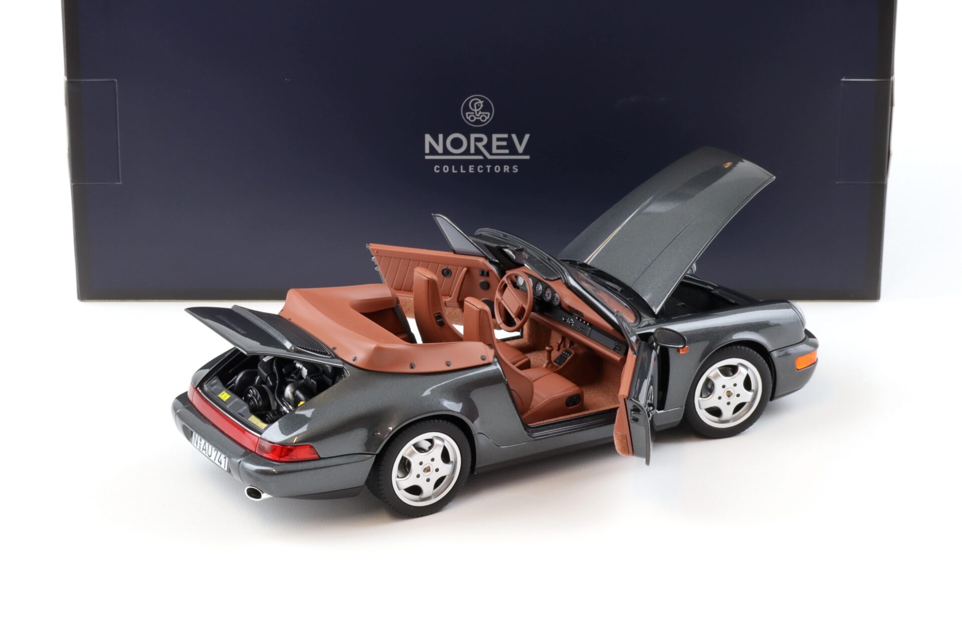 1:18 Norev Porsche 911 (964) Carrera 2 Cabriolet 1990 grey metallic/ brown - Limited 200 pcs.