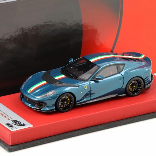 1:43 BBR Ferrari 812 Competizione Blu Capri/ Italy Flag with leather base - Limited 17 pcs.