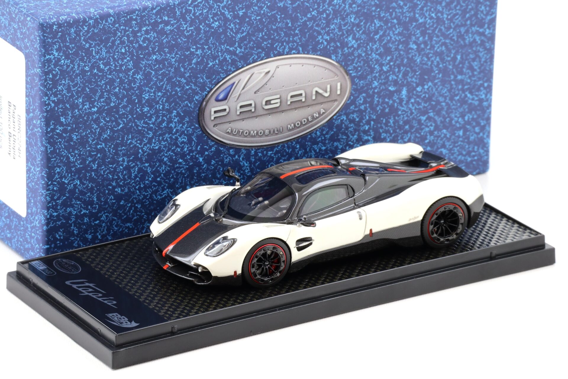 1:43 BBR Pagani Utopia Bianco Benny white/ Carbon - Limited 100 pcs