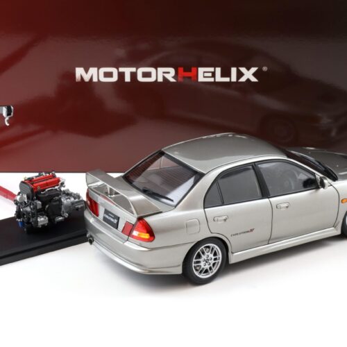 1:18 Motorhelix Mitsubishi Lancer EVO 4 IV Steel silver 1999 with engine M84001