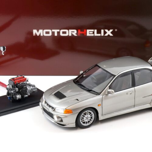 1:18 Motorhelix Mitsubishi Lancer EVO 4 IV Steel silver 1999 with engine M84001
