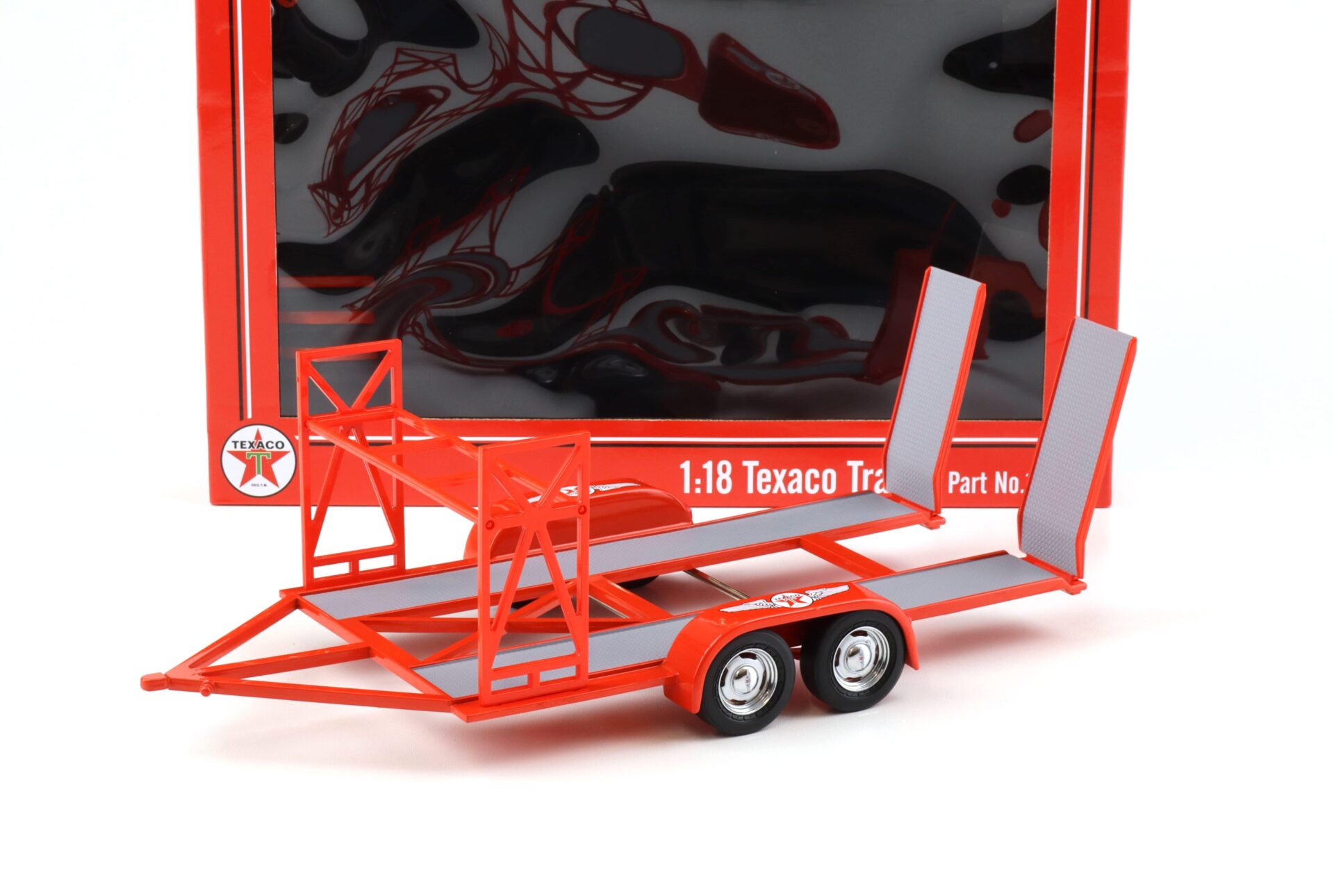 1:18 GMP Tandem Car Trailer Anhänger TEXACO red Diorama Zubehör