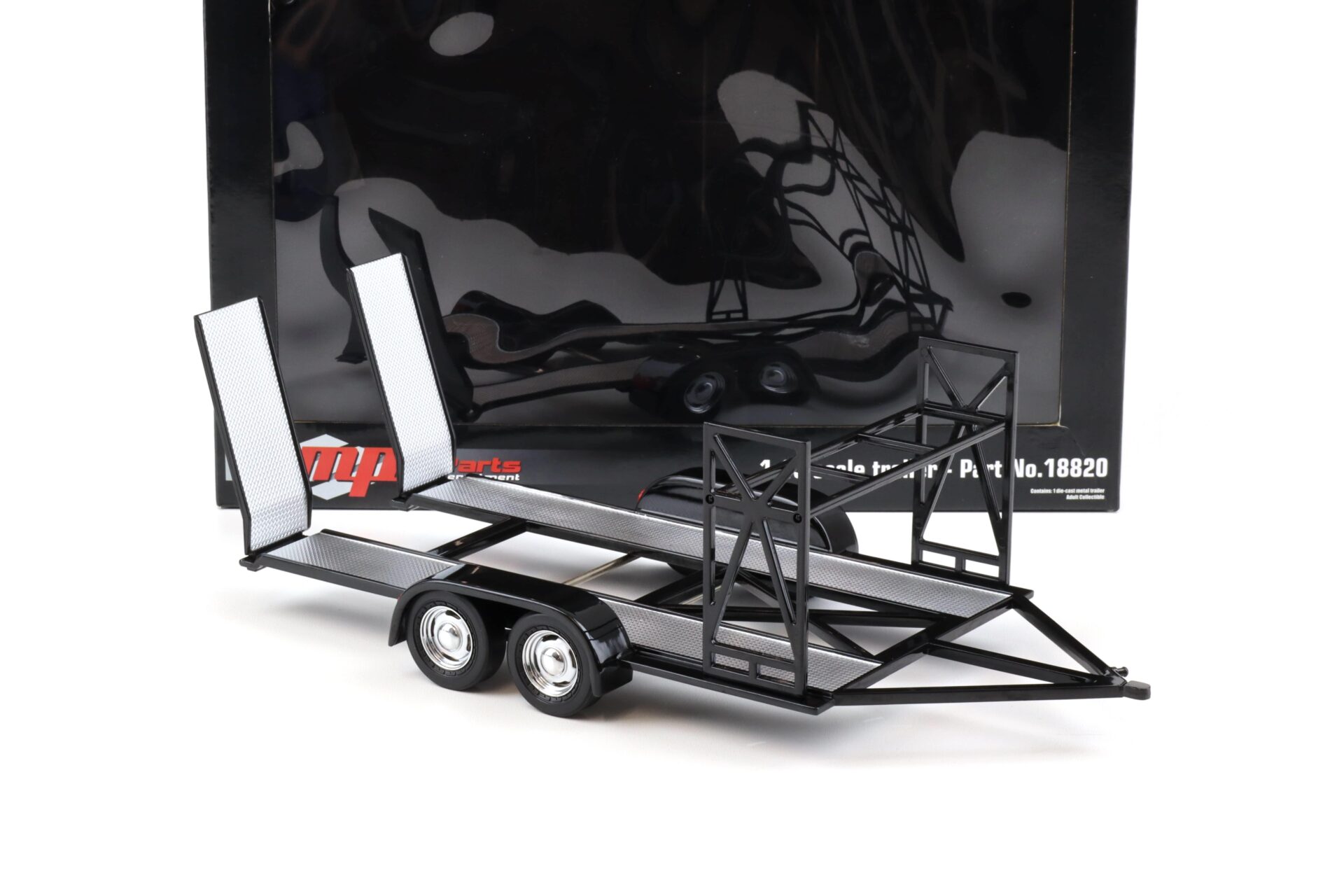 1:18 GMP Tandem Car Trailer Anhänger black/ silver Diorama Zubehör